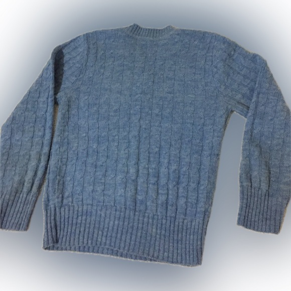 Vintage 80’s cable knit sweater women’s medium periwinkle blue v-neck cottage - Picture 2 of 3